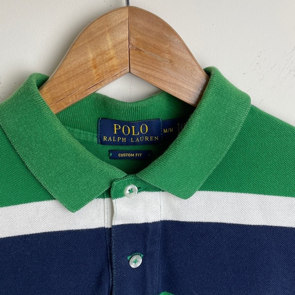 Polo Ralph Lauren Striped Polo Shirt Custom Fit Size M - Picture 2 of 4